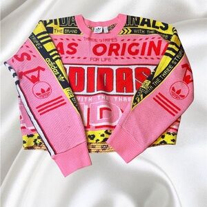 Adidas Pink and Yellow Graphic Sweater